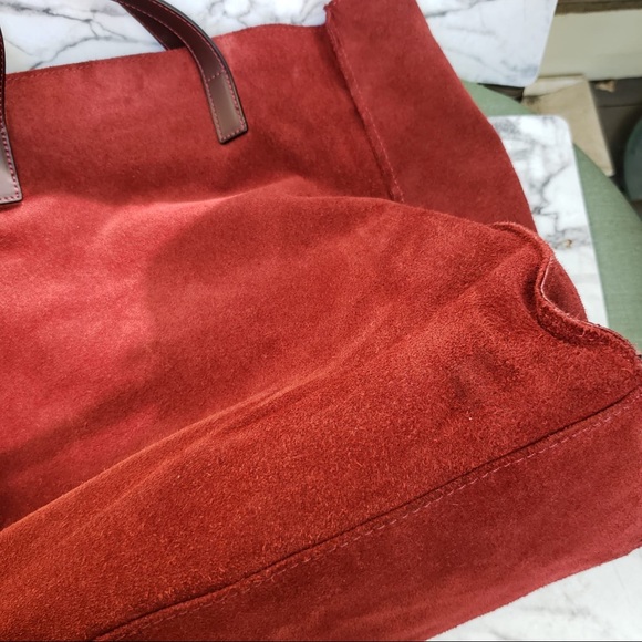 Made in Italy Leather Burgundy Color Suede Big Bag - Picture 7 of 9